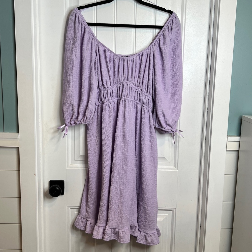 Arula‎ Lavender Ladies Puff Sleeve Mini Dress. Size X.